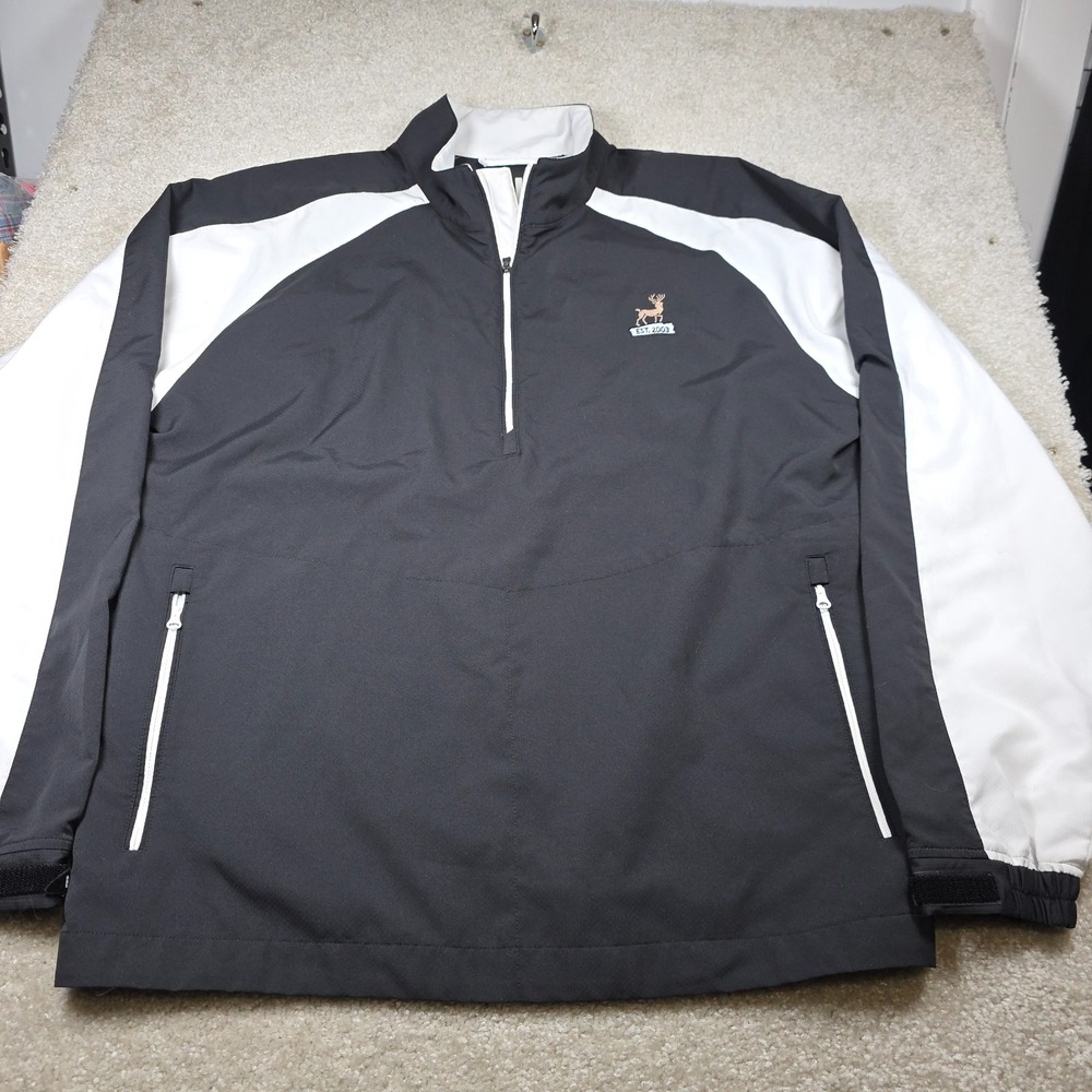 FootJoy FJ Jacket Mens L Black‎ White 1/4 Zip Golf Pullover Windbreaker Outdoor - Picture 2 of 9